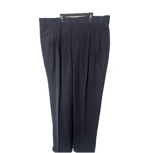 Kings Court Dress Pants Mens 41x30 Navy Polyester Pleated Front‎ Cuffed